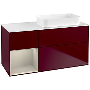 Villeroy und Boch Finion Waschtischunterschrank F681HHHB 120x60,3x50,1cm, Regal links Sand Matt Lacquer, Peony Matt