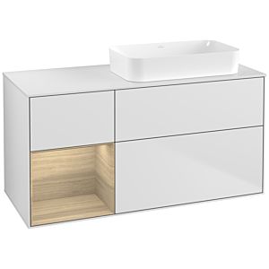Villeroy und Boch Finion Waschtischunterschrank F681PCMT 120x60,3x50,1cm, Regal links Oak Veneer, White matt lacquer