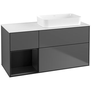 Villeroy and Boch Finion Villeroy and Boch Finion F681PDGK 120x60.3x50.1cm, shelf on the left black matt lacquer, anthracite matt