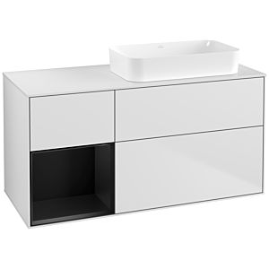 Villeroy et Boch Finion Villeroy et Boch F681PDMT 120x60.3x50.1cm, étagère gauche laqué noir mat, blanc laqué mat