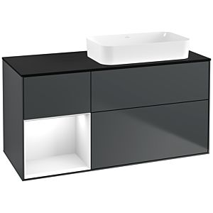 Villeroy et Boch Finion Villeroy et Boch F682GFHG 120x60.3x50.1cm, tablette à gauche Laque blanc brillant, Midnight Blue Matt Lacquer