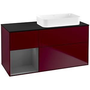 Villeroy und Boch Finion Waschtischunterschrank F682GKHB 120x60,3x50,1cm, Regal links Anthracite matt, Peony Matt