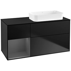 Villeroy et Boch Finion Villeroy et Boch F682GKPD 120x60.3x50.1cm, étagère gauche anthracite mat, laqué noir mat
