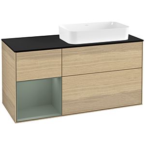 Villeroy et Boch Finion Villeroy et Boch F682GMPC 120x60.3x50.1cm, étagère à gauche Olive Matt Lacquer , Oak Veneer