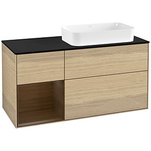 Villeroy und Boch Finion Waschtischunterschrank F682GNPC 120x60,3x50,1cm, Regal links Walnut veneer, Oak Veneer