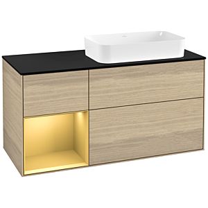 Villeroy et Boch Finion Villeroy et Boch F682HFPC 120x60.3x50.1cm, étagère gauche or mat, Oak Veneer