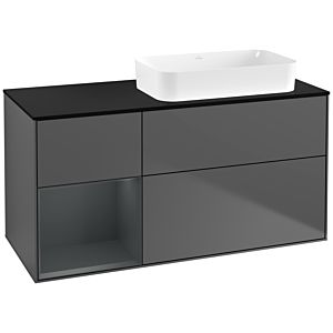 Villeroy und Boch Finion Waschtischunterschrank F682HGGK 120x60,3x50,1cm, Regal links Midnight Blue Matt Lacquer, Anthracite matt