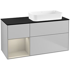 Villeroy und Boch Finion Waschtischunterschrank F682HHGJ 120x60,3x50,1cm, Regal links Sand Matt Lacquer, Light grey matt
