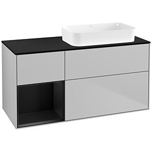 Villeroy und Boch Finion Waschtischunterschrank F682PDGJ 120x60,3x50,1cm, Regal links Black matt lacquer, Light grey matt
