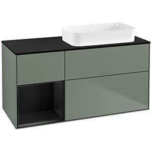 Villeroy and Boch Finion Villeroy and Boch Finion F682PDGM 120x60.3x50.1cm, shelf left black matt lacquer, Olive Matt Lacquer