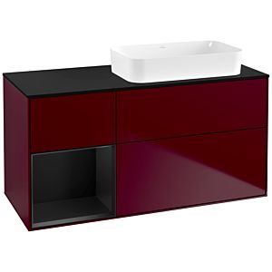 Villeroy et Boch Finion Villeroy et Boch F682PDHB 120x60.3x50.1cm, étagère gauche laqué noir mat, Peony Matt
