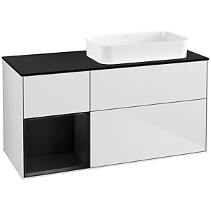 Villeroy und Boch Finion Waschtischunterschrank F682PDMT 120x60,3x50,1cm, Regal links Black matt lacquer, White matt lacquer