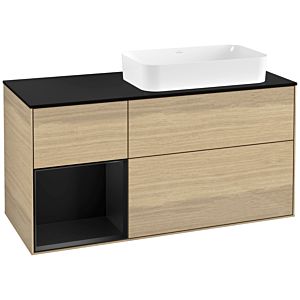Villeroy et Boch Finion Villeroy et Boch F682PDPC 120x60.3x50.1cm, étagère gauche laqué noir mat, Oak Veneer