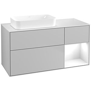 Villeroy und Boch Finion Waschtischunterschrank F691GFGJ 120x60,3x50,1cm, Regal rechts Glossy white lacquer, Light grey matt