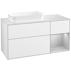 Villeroy und Boch Finion Waschtischunterschrank F691GJGF 120x60,3x50,1cm, Regal rechts Light grey matt, Glossy white lacquer