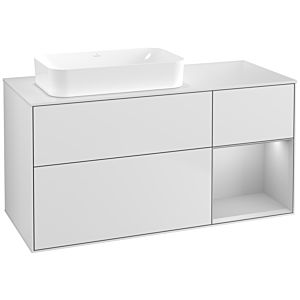 Villeroy und Boch Finion Waschtischunterschrank F691GJMT 120x60,3x50,1cm, Regal rechts Light grey matt, White matt lacquer