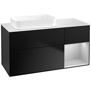 Villeroy et Boch Finion Villeroy et Boch F691GJPD 120x60.3x50.1cm, étagère à droite gris clair mat, laqué noir mat