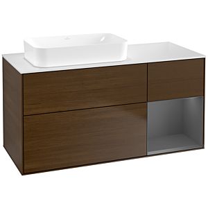 Villeroy und Boch Finion Waschtischunterschrank F691GKGN 120x60,3x50,1cm, Regal rechts Anthracite matt, Walnut veneer