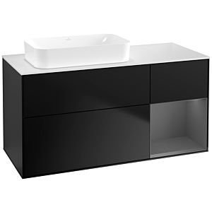 Villeroy und Boch Finion Waschtischunterschrank F691GKPD 120x60,3x50,1cm, Regal rechts Anthracite matt, Black matt lacquer