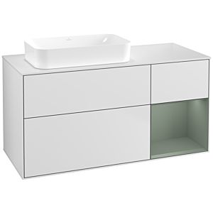 Villeroy et Boch Finion Villeroy et Boch F691GMMT 120x60.3x50.1cm, étagère à droite Olive Matt Lacquer , laqué blanc mat