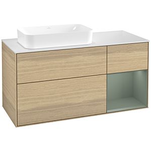 Villeroy et Boch Finion Villeroy et Boch F691GMPC 120x60.3x50.1cm, étagère à droite Olive Matt Lacquer , Oak Veneer