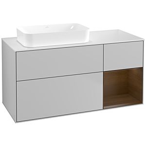 Villeroy und Boch Finion Waschtischunterschrank F691GNGJ 120x60,3x50,1cm, Regal rechts Walnut veneer, Light grey matt