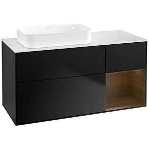 Villeroy et Boch Finion Villeroy et Boch F691GNPD 120x60.3x50.1cm, étagère droite placage noyer, laqué noir mat