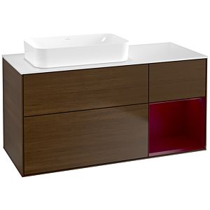 Villeroy und Boch Finion Waschtischunterschrank F691HBGN 120x60,3x50,1cm, Regal rechts Peony, Walnut veneer