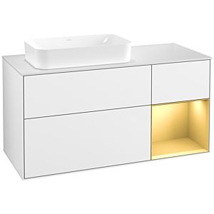 Villeroy und Boch Finion Waschtischunterschrank F691HFGF 120x60,3x50,1cm, Regal rechts Gold matt, Glossy white lacquer