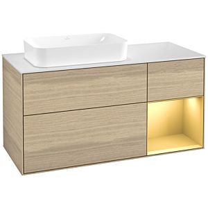 Villeroy et Boch Finion Villeroy et Boch F691HFPC 120x60.3x50.1cm, étagère droite or mat, Oak Veneer