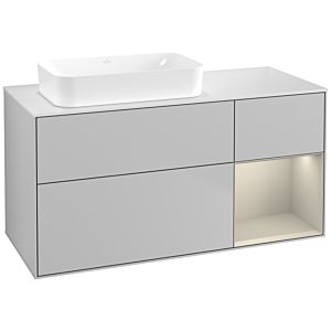 Villeroy und Boch Finion Waschtischunterschrank F691HHGJ 120x60,3x50,1cm, Regal rechts Sand Matt, Light grey matt