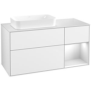 Villeroy und Boch Finion Waschtischunterschrank F691MTGF 120x60,3x50,1cm, Regal rechts White matt lacquer, Glossy white lacquer