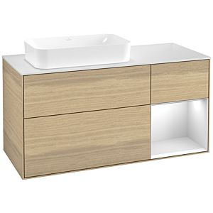 Villeroy und Boch Finion Waschtischunterschrank F691MTPC 120x60,3x50,1cm, Regal rechts White matt lacquer, Oak Veneer