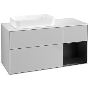 Villeroy und Boch Finion Waschtischunterschrank F691PDGJ 120x60,3x50,1cm, Regal rechts Black matt lacquer, Light grey matt