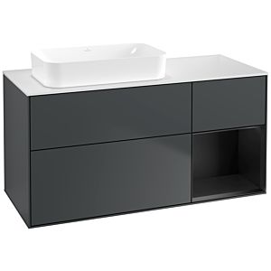 Villeroy und Boch Finion Waschtischunterschrank F691PDHG 120x60,3x50,1cm, Regal rechts Black matt lacquer, Midnight Blue Matt Lacquer