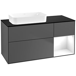 Villeroy und Boch Finion Waschtischunterschrank F692GFGK 120x60,3x50,1cm, Regal rechts Glossy white lacquer, Anthracite matt
