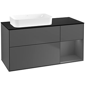 Villeroy und Boch Finion Waschtischunterschrank F692GKGK 120x60,3x50,1cm, Regal rechts Anthracite matt, Anthracite matt