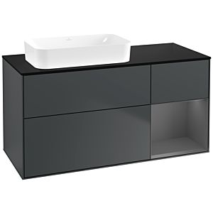 Villeroy und Boch Finion Waschtischunterschrank F692GKHG 120x60,3x50,1cm, Regal rechts Anthracite matt, Midnight Blue Matt Lacquer