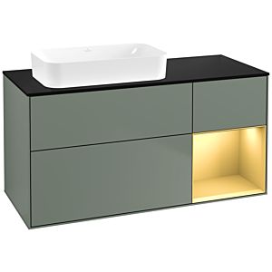 Villeroy and Boch Finion Villeroy and Boch Finion F692HFGM 120x60.3x50.1cm, shelf right gold matt, Olive Matt Lacquer