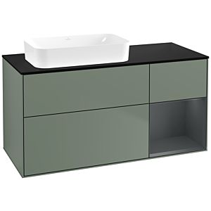 Villeroy und Boch Finion Waschtischunterschrank F692HGGM 120x60,3x50,1cm, Regal rechts Midnight Blue Matt Lacquer, Olive Matt Lacquer