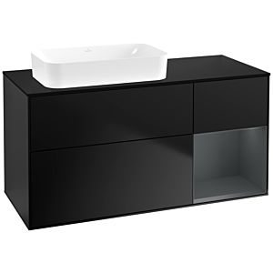 Villeroy und Boch Finion Waschtischunterschrank F692HGPD 120x60,3x50,1cm, Regal rechts Midnight Blue Matt Lacquer, Black matt lacquer