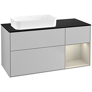 Villeroy und Boch Finion Waschtischunterschrank F692HHGJ 120x60,3x50,1cm, Regal rechts Sand Matt, Light grey matt