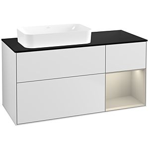 Villeroy und Boch Finion Waschtischunterschrank F692HHMT 120x60,3x50,1cm, Regal rechts Sand Matt, White matt lacquer