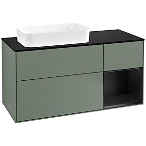 Villeroy and Boch Finion Villeroy and Boch Finion F692PDGM 120x60.3x50.1cm, shelf on the right black matt lacquer, Olive Matt Lacquer