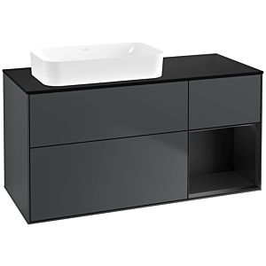 Villeroy und Boch Finion Waschtischunterschrank F692PDHG 120x60,3x50,1cm, Regal rechts Black matt lacquer, Midnight Blue Matt Lacquer