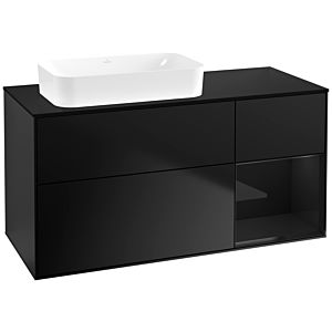 Villeroy et Boch Finion Villeroy et Boch F692PHPD 120x60.3x50.1cm, étagère à droite Glossy Black Lacquer , laqué noir mat