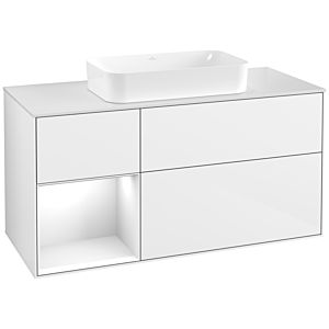 Villeroy und Boch Finion Waschtischunterschrank F701GFGF 120x60,3x50,1cm, Regal links Glossy white lacquer, Glossy white lacquer