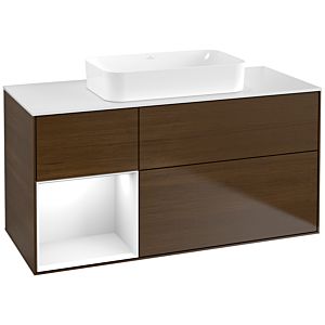 Villeroy and Boch Finion Villeroy and Boch Finion F701GFGN 120x60.3x50.1cm, shelf left glossy white lacquer, walnut veneer