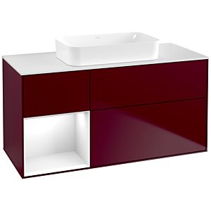 Villeroy et Boch Finion Villeroy et Boch F701GFHB 120x60,3x50,1cm, étagère à gauche laqué blanc brillant, Peony Matt