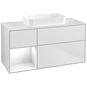 Villeroy and Boch Finion Villeroy and Boch Finion F701GFMT 120x60.3x50.1cm, shelf left glossy white lacquer, white matt lacquer